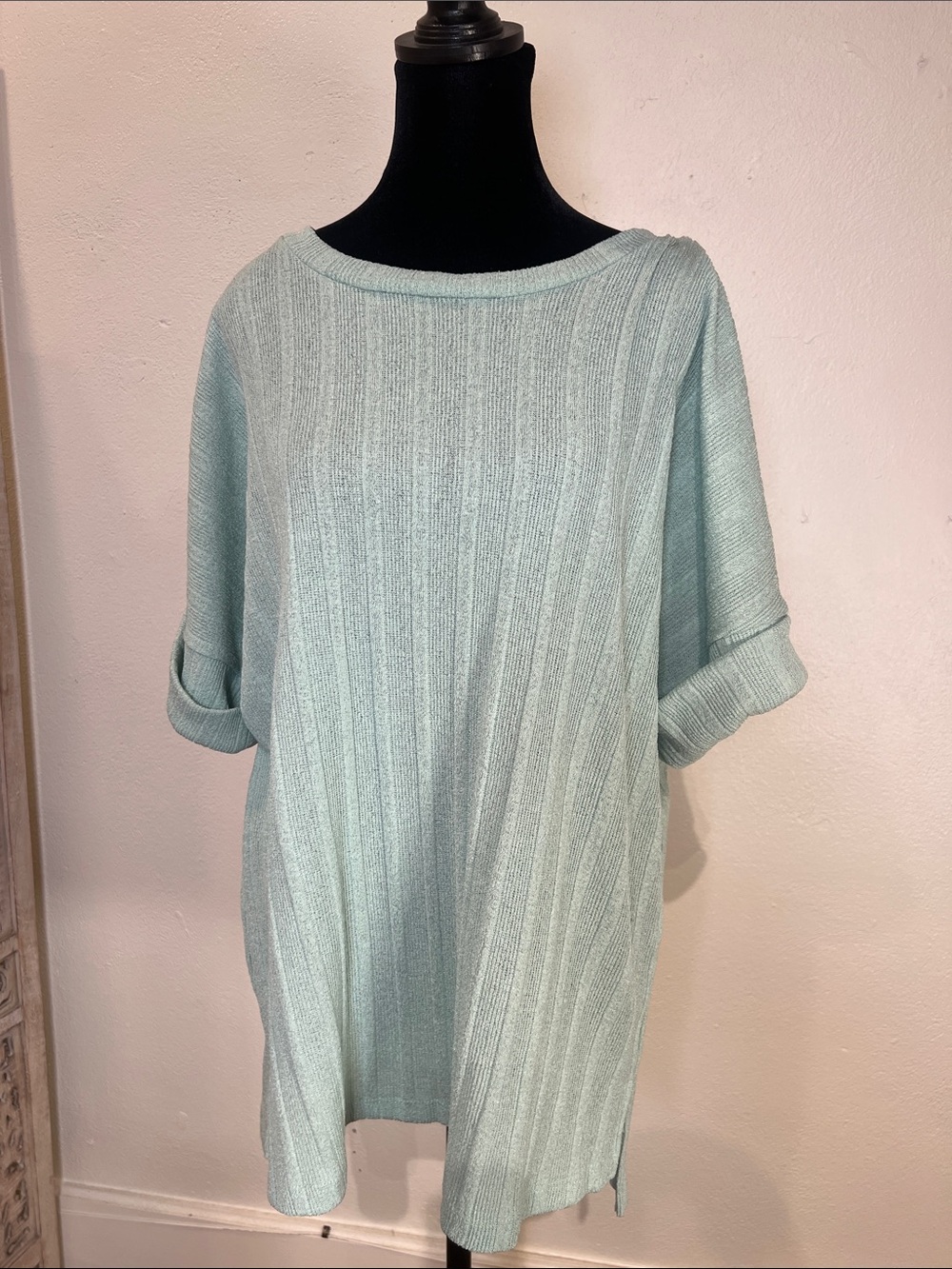 NWT - ODDY Mint Ribbed Short-Sleeve Knit Top